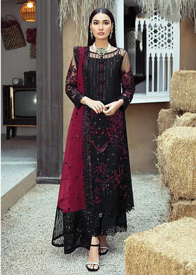 New Exclusive Black & Red Color Faux Georgette Salwar Suit