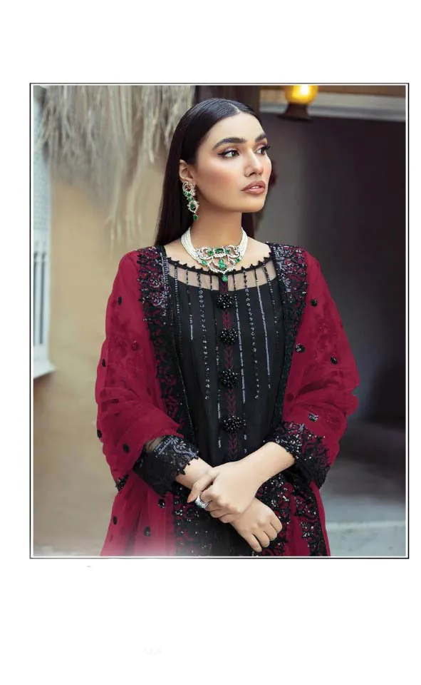 New Exclusive Black & Red Color Faux Georgette Salwar Suit - Image 2