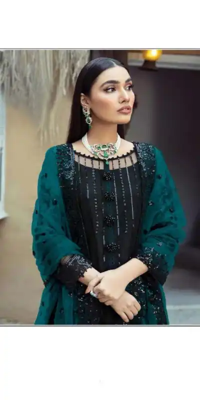 ?FC 1100?Black & Sky Blue?Blue?Salwar Suit :?Heavy Faux Georgette Work : Multi Thread & Sequence Embroidery Work Wedding, Festive, Events @2149/- | Gowns, Bollywood Gowns, Creative Gowns, Designer Gowns, Embroidered Gowns, Party Wear Gowns, Salwar suit, Casual Suits, Designer Suits