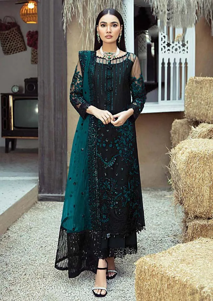 New Exclusive Black & Sky Blue Faux Georgette Salwar Suit