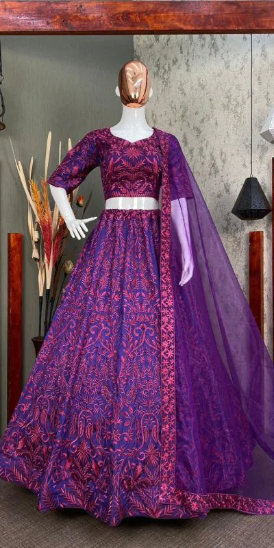 Trending Designer Purple Color Soft Tafeta Silk Lehenga choli