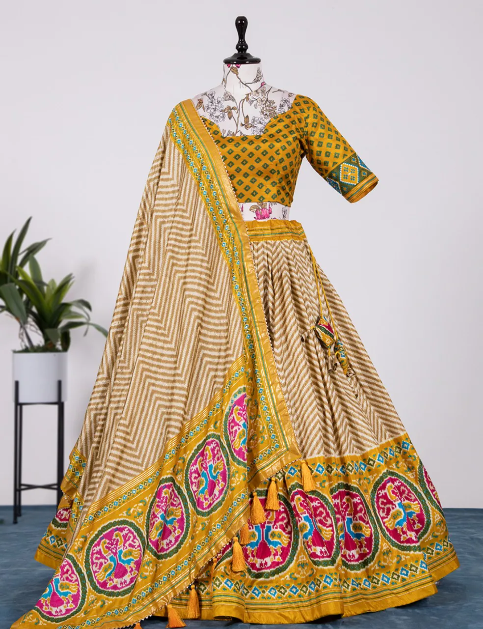 New Exclusive Yellow Color Silk With Heavy Tassels Lehenga Choli