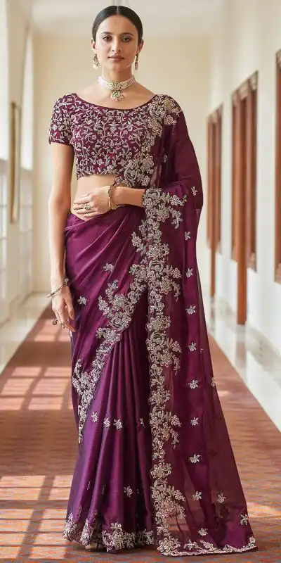 Gorgeous Purple Color Kasturi Silk With Zari & Thread Work Saree