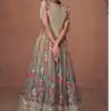Attractive Grey Color Organza Silk With Embroidery And Sequins Work Anarkali Suit