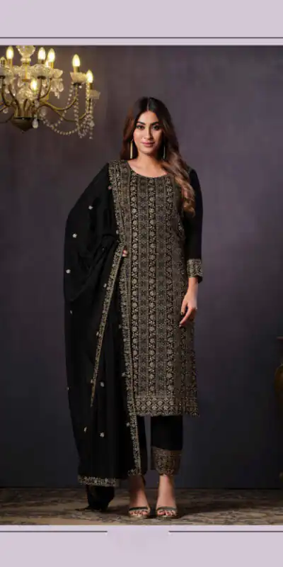 FC Vipul 5281 Black Heavy rangoli with coding sequence Embroidery Work salwar suit Casual, Wedding, Festive, Events Etc. @2599 | Salwar suit, Casual Suits, Creative suits, Designer Suits, Party Wear Suits, Straight Suits