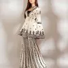 Perfect White & Black Color Georgette With Embroidery Work Plazzo Suit