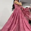 Artful Pink Color Georgette With Heavy Embroidery Sequence Work Party Wear Gown