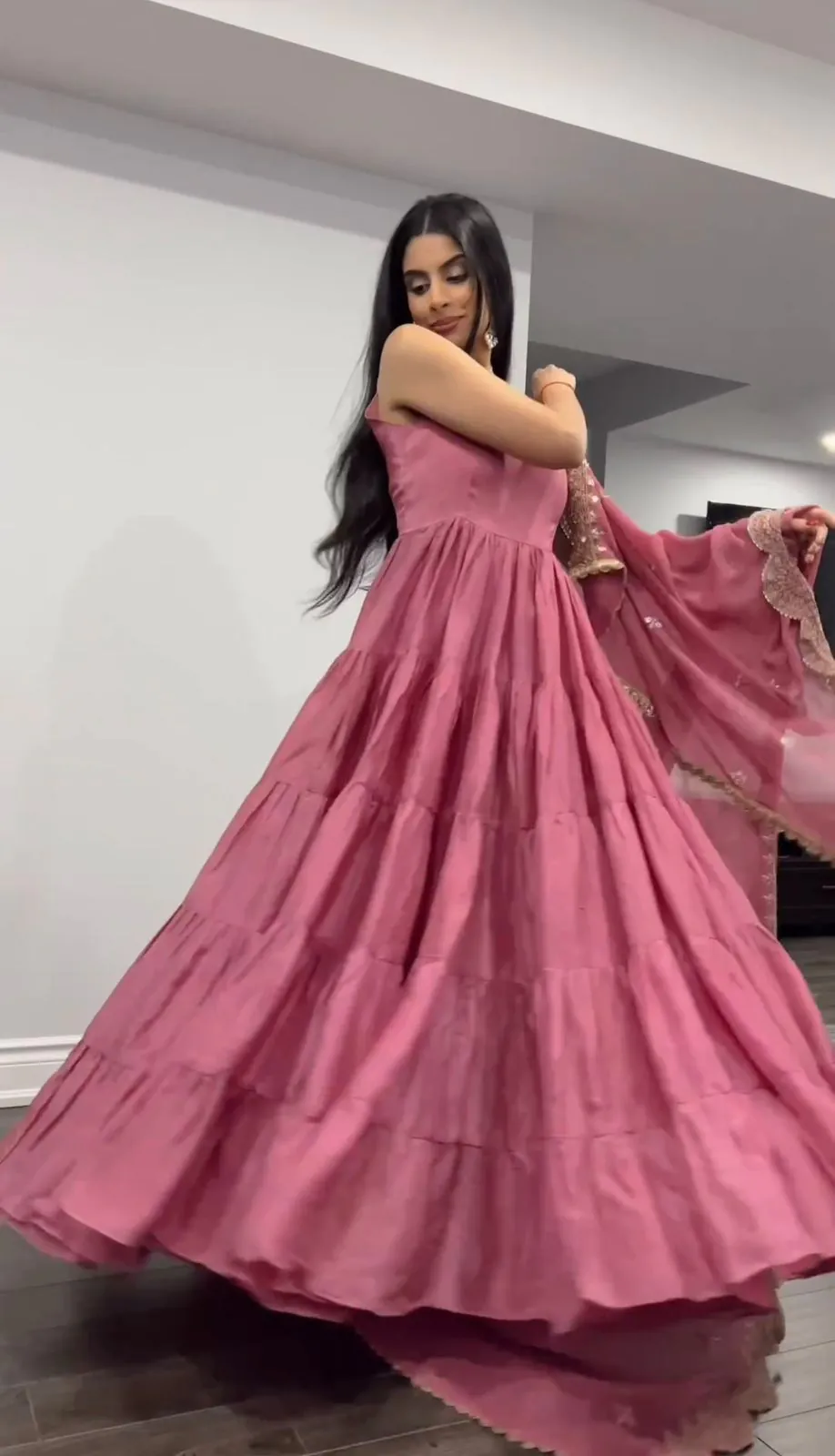 Artful Pink Color Georgette With Heavy Embroidery Sequence Work Party Wear Gown