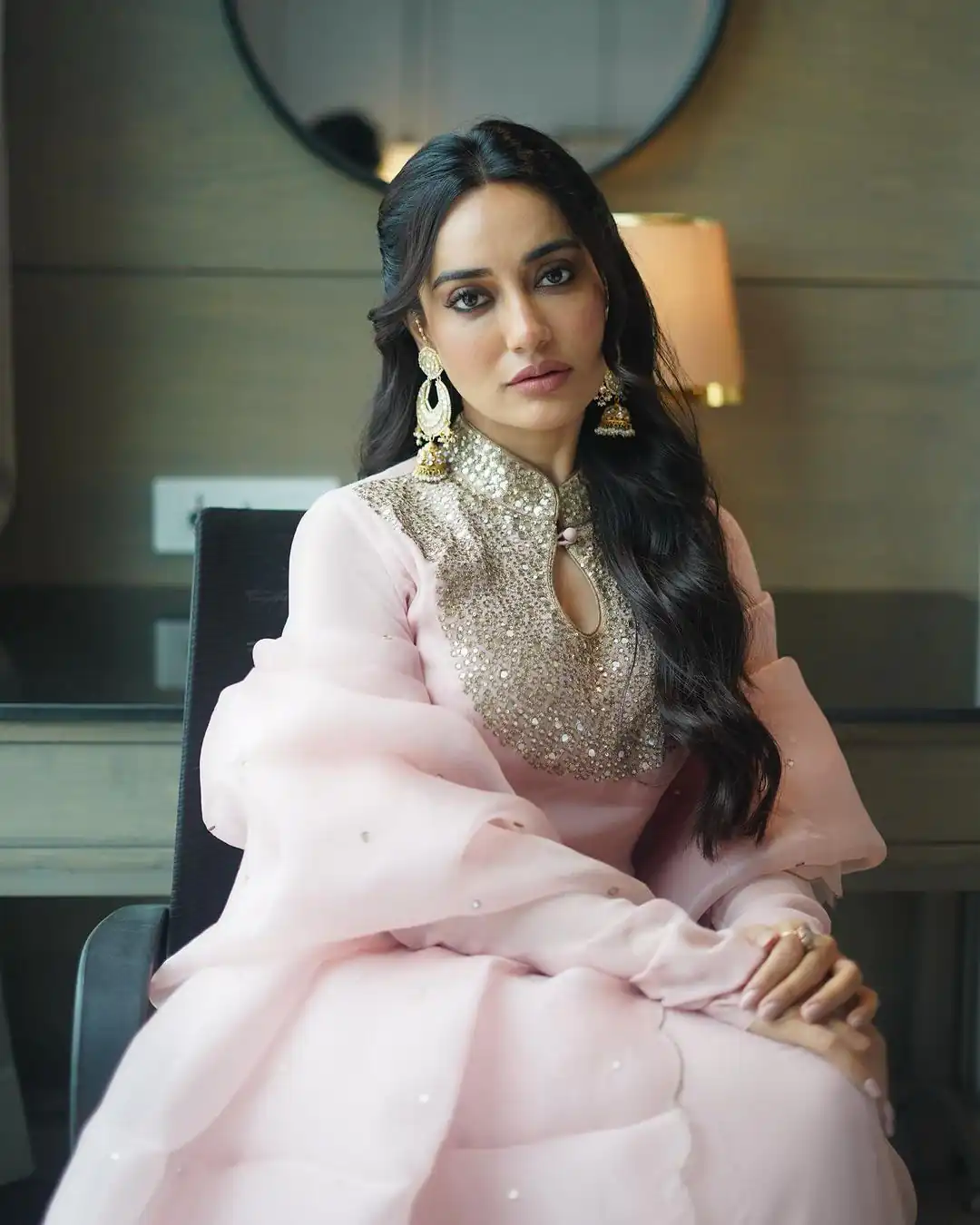 Adorable Baby Pink Color Georgette Embroidery Sequence Work Gown - Image 2