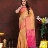 Adorable Yellow Color Lichi Silk Gold & Silver Zari Weaving Saree