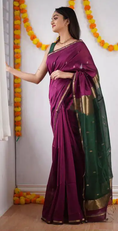 Aesthetically Wine Color Soft Lilan Slab Jacquard Work Saree