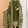 Aglow Stone Green Color Georgette Embroidery Work Sharara Suit
