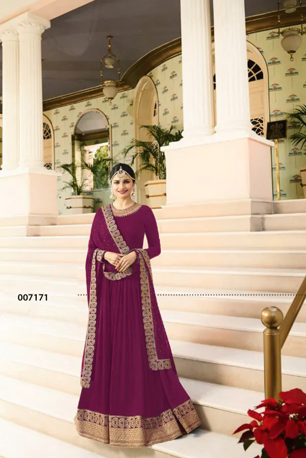 Angel Purple Color Georgette Embroidery work Anarkali Suit