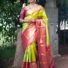 Beauteous Green Color Soft Lichi Silk Jacquard Work Saree