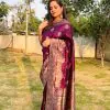 Beautiful Rani Pink Color Soft Lichi Silk With Ordinary Design Saree