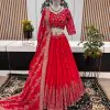 Beautiful Rani Pink Color Faux Georgette With Embroidery Sequence Work Lehenga Choli