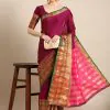 Brilliant Red Color Narayan Pet Zari Weaving Work Saree