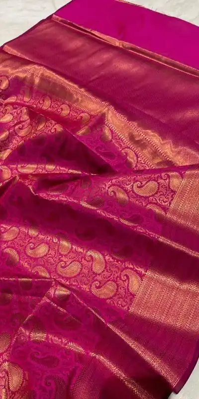 Dazzling Pink Color Soft Lichi Silk Border And Rich Pallu Saree