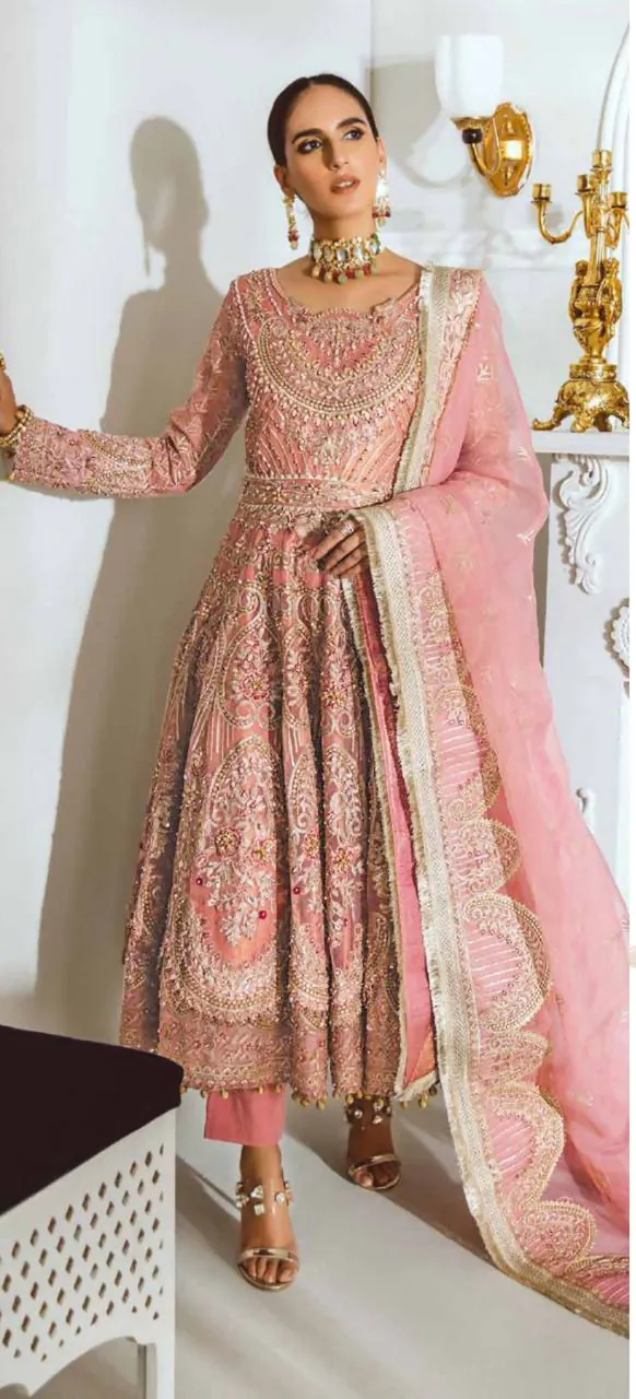 Dreamy Orange Color Heavy Net with sequence And Embroidery Work Anarkali Suit