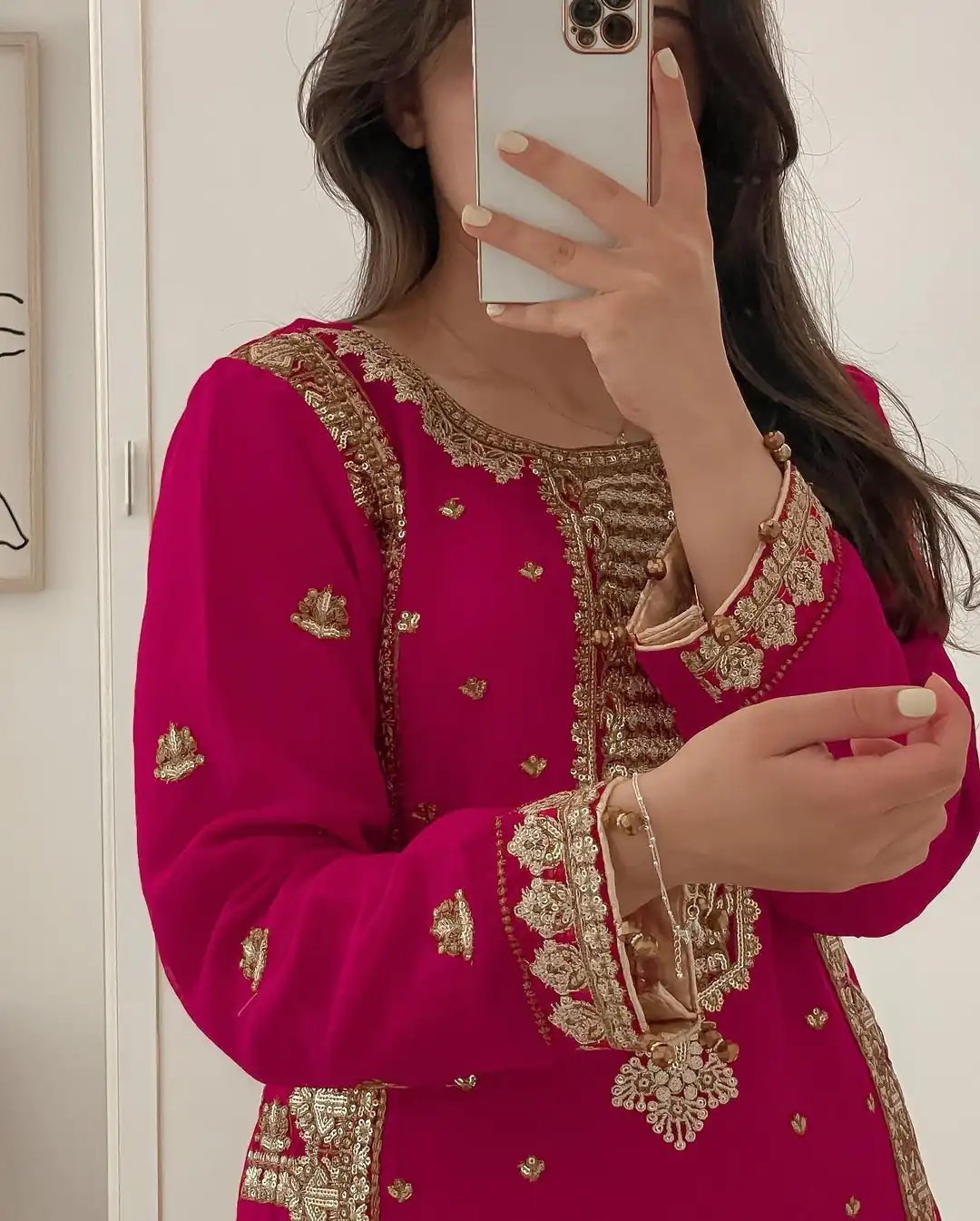 Dreamy Red Color Georgette With Heavy Embroidery Sequence Work Party Wear Top - Image 3