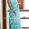 Fancy Sky Blue Color Printed Georgette Party Wear Saree