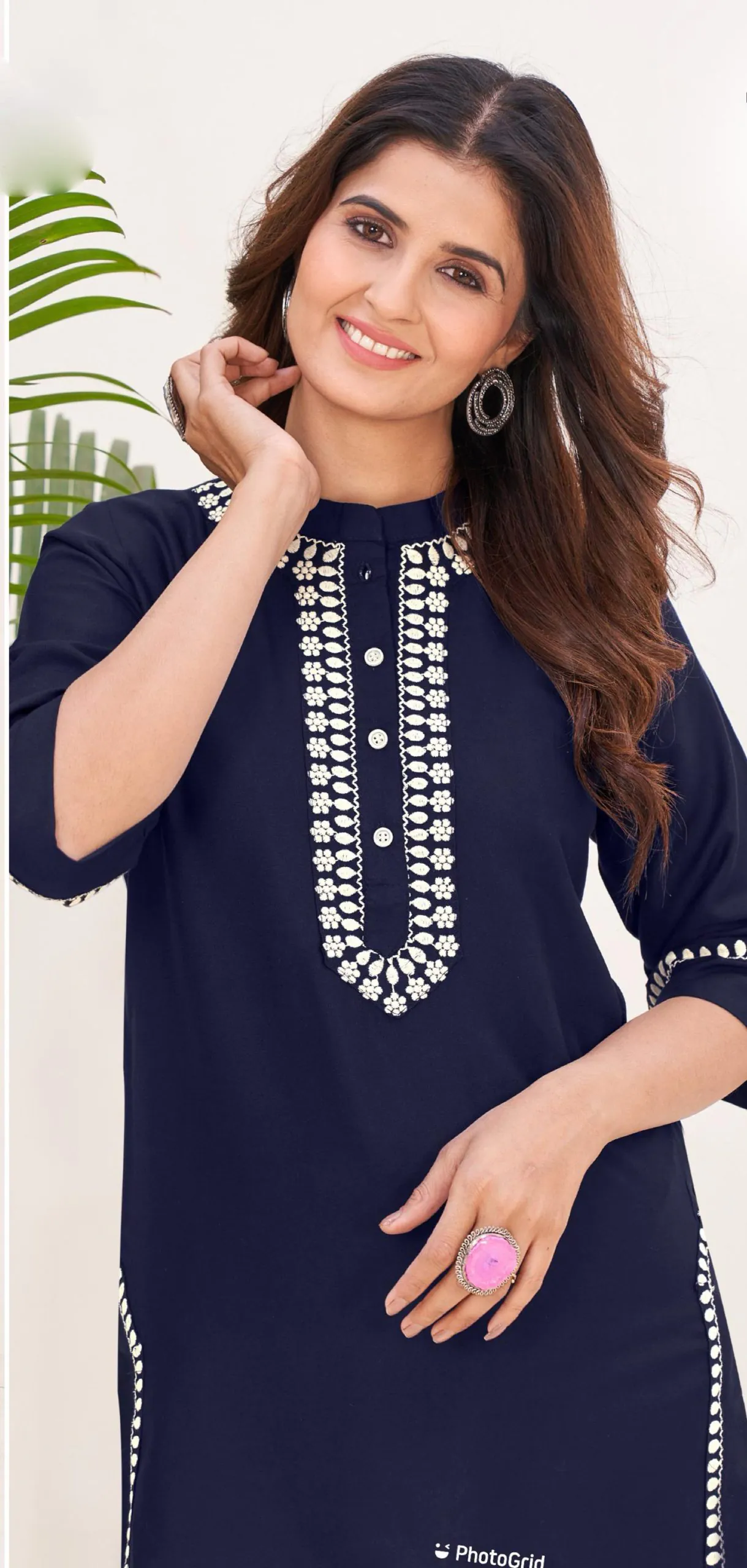 Fashionable Black Color Heavy Rayon With Embroidery Kurti - Image 2