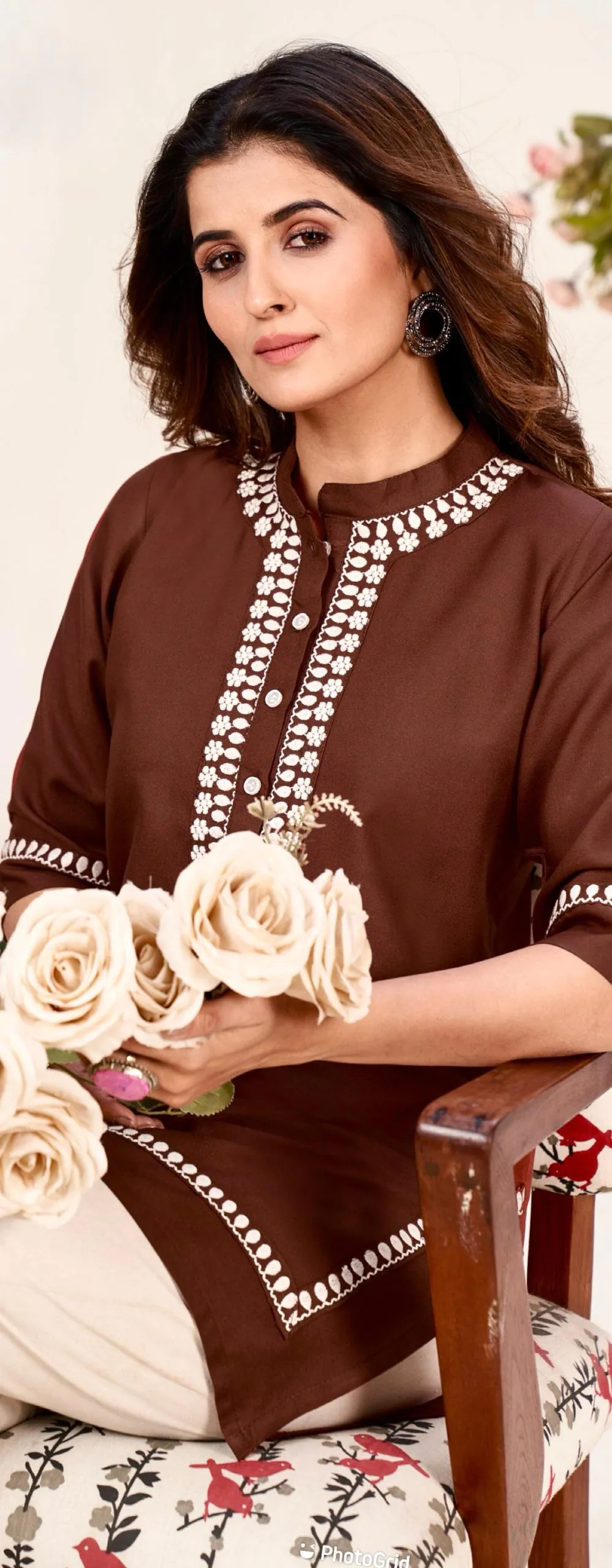 Fashionable Maroon Color Heavy Rayon With Embroidery Kurti - Image 2