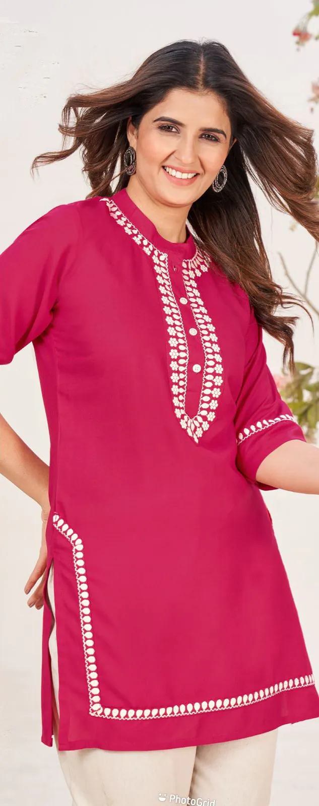 Fashionable Red Color Heavy Rayon With Embroidery Kurti - Image 2
