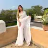 Glamorous White Color Georgette Heavy Sequence Work Saree