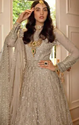 Grace Off White Color Net Embroidery And Mirror work Anarkali Suit - Image 2