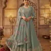 Grand Look Grey Color Dola Silk Embroidery Work Anarkali Suit