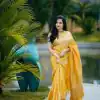Latest Yellow Color Lichi Silk Jacquard Work Beautiful Saree