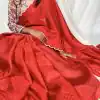 Lovely Red Color Gadhawal Chex Arca Work Partywear Designer Style Saree