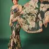 Mesmerizing Green Color Premium Georgette Digital Printed Saree