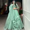 Exclusive Parrot Green Color Rajwadi Chanderi Silk Lehenga Choli
