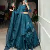 Exclusive Rama Blue Color Rajwadi Chanderi Silk Lehenga Choli