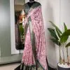 Perfect Pink Color  Dola Silk Printed With Zari Border Saree