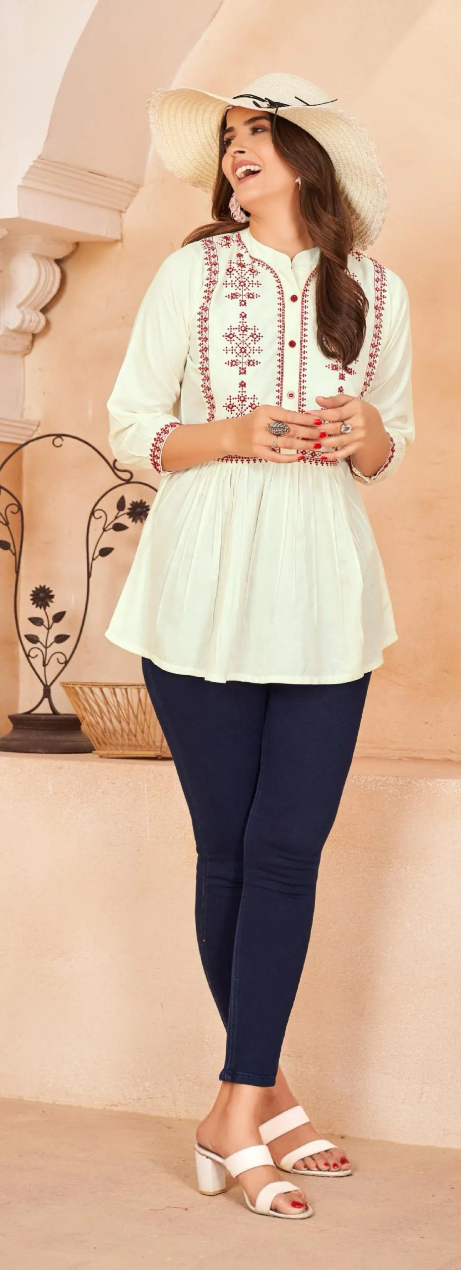 Perfect Yellow Color Heavy Rayon Embroidery Work Kurti