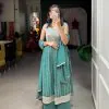 Stunning Green Color Georgette With Heavy Embroidery Sequence Work Party Wear Gown