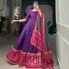 Traditional Wear Purple Color Tussar Silk Foil Printed Gown