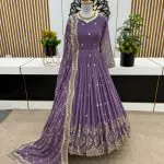 Graceful Light Purple Color Georgette Embroidery Sequence Work Gown