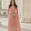 Adorable Orange Color Butterfly Net And Embroidery Work Sharara