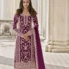Adorable Purple Color Butterfly Net And Embroidery Work Sharara