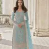 Adorable Sky Blue Color Butterfly Net And Embroidery Work Sharara
