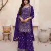 Artful Purple Color Heavy Georgette Embroidered Work Sharara Suit