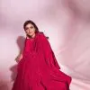 Dazzling Parineeti Chopra In Pink Color Party Wear Pleated Saree