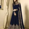 Floor Length Anarkali For Women's In Royal Blue Color With Heavy Georgette