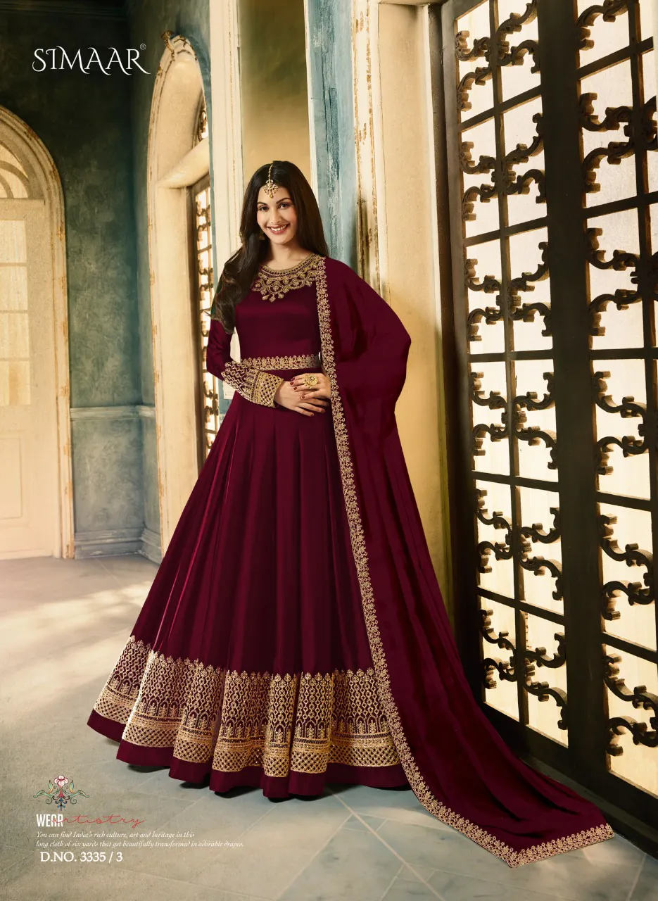 Fragile Maroon Color Rangoli With Cording Work Anarkali Suit