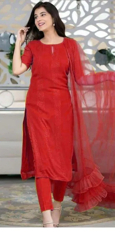 Glorious Red Color Heavy Rayon Sequence Work Designer Salwar Suit