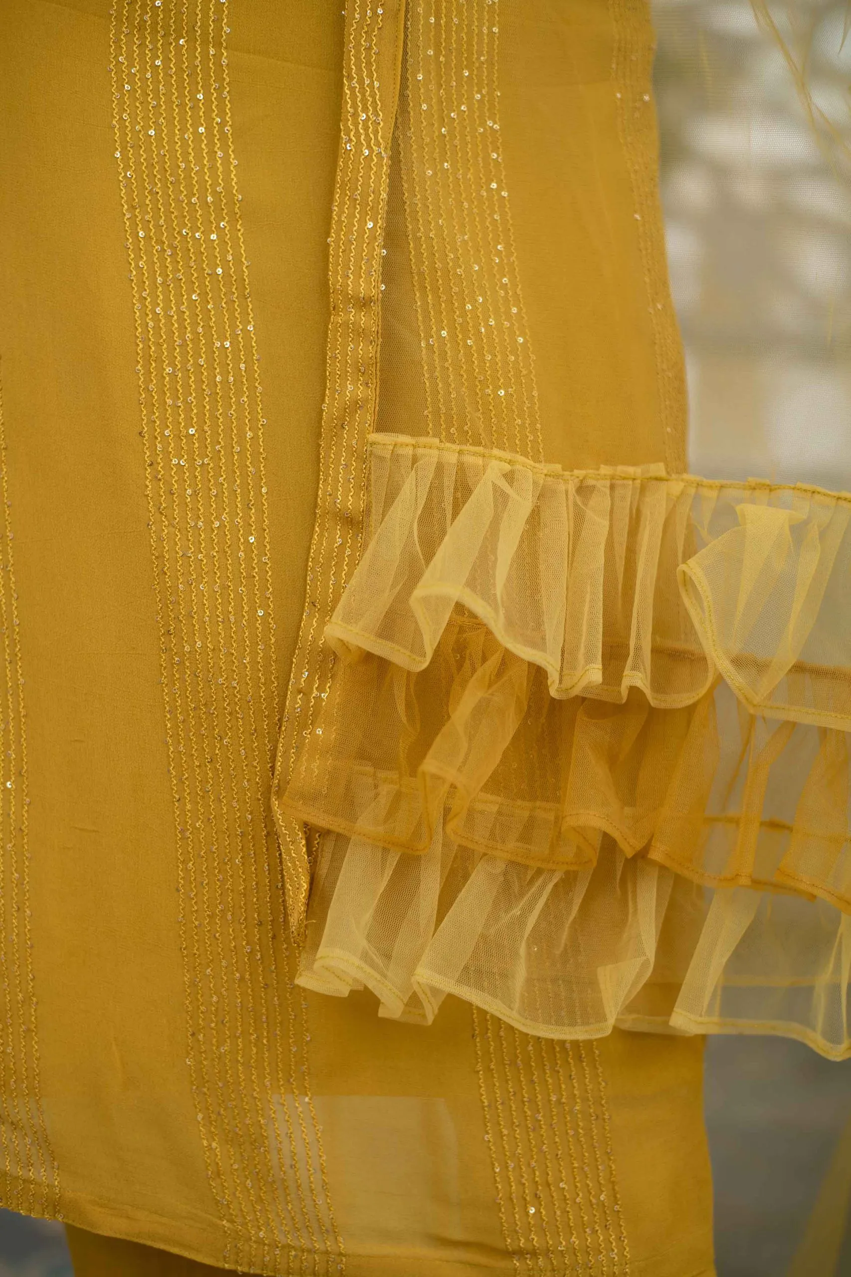 Glorious Yellow Color Heavy Rayon Sequence Work Designer Salwar Suit - Image 6